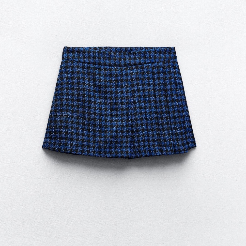 Zara Houndstooth Box Pleat Skort - Large